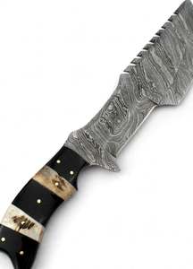 Outil de terrain artisanal en acier Damas, avec manche en corne de cerf noire - Product Image 6