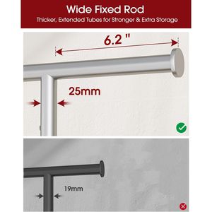 Porte-manteau métallique grande capacité pour chambre à coucher, sur porte, avec roulettes verrouillables et design peu encombrant pour suspendre les vêtements - Product Image 4
