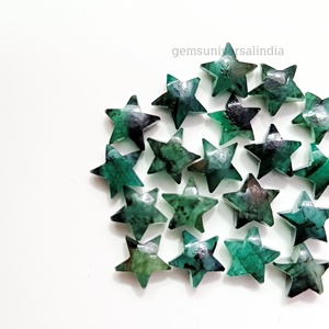 Abalorios de piedras preciosas talladas a mano con forma de estrella Esmeralda natural, cuentas de talla suave esmeralda de 8mm para la fabricación de joyas a precio al por mayor - Product Image 4