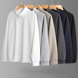 Sudadera OEM de algodón 320G para hombre, con media cremallera, cuello alto, manga raglán, corte holgado, manga larga, informal, deportiva, al por mayor - Product Image 1