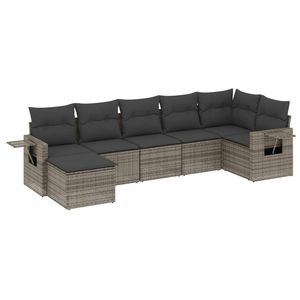 Modular Grey Pe <b>Rattan</b> Garden <b>Sofa</b> Set 7 Piece Outdoor Furniture Contemporary Design Weather Resistant - Product Image 4