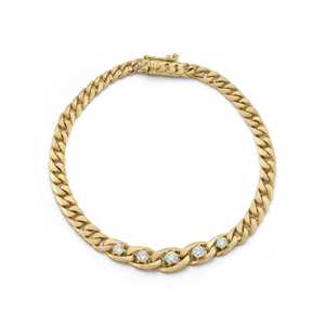 สร้อยข้อมือแบบ Cuban Chain Link จากไมอามี ขายส่ง ประดับเพชรทรงกลมเพาะเลี้ยงในห้องปฏิบัติการ พร้อมจี้รูปเข็มกลัด ดีไซน์สั่งทำได้ ทอง 14K 18K สำหรับใส่ทุกวัน - Product Image 1
