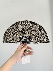 Eco Friendly Seagrass Handfan Set Woven Straw Cooling Fans Natural <b>Wicker</b> Handheld Fan Home <b>Wall</b> <b>Decoration</b> Wedding Gift - Product Image 3