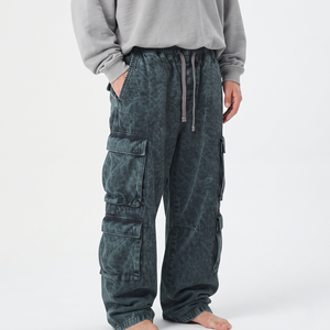 Pantalon cargo en coton délavé sur mesure pour homme, coupe ample et décontractée, style streetwear, multi-poches, décontracté - Product Image 3
