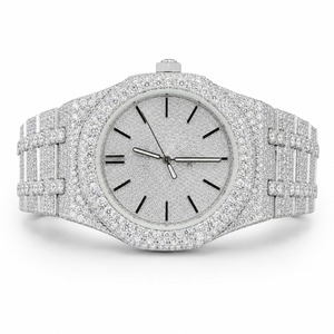 Reloj de Lujo con Diamantes, Caja de Acero Inoxidable con Diseño Poligonal, Analógico de Cuarzo, Unisex - Product Image 4