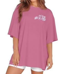 Nouvelle Collection T-shirt Décontracté Femme Imprimé Numérique 100% Coton Manches Courtes Nouveau Design Grande Taille Épaules Tombantes Confortable - Product Image 1