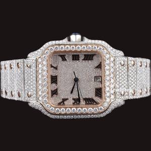 Reloj de Lujo con Diamantes Moissanite VVS Fabricado en Fábrica, Relojes Totalmente Cubiertos de Diamantes, Esfera Inteligente, Movimiento de Cuarzo Ultra-Band, Estilo Hip Hop - Product Image 5