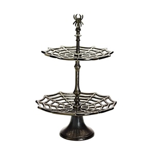 Soporte de Metal de 2 Niveles para Pastel de Halloween, Diseño de Mano de Esqueleto con Telaraña, Soporte de Exhibición Negro, Decoración para el Hogar de Halloween - Product Image 4