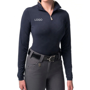 Chemise de compétition équestre pour femmes, tissu extensible 4 directions, spandex/coton, séchage rapide, respirante, haut d'équitation, fabricant OEM - Product Image 5