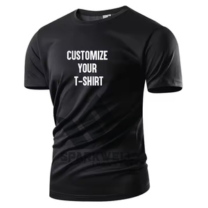 Personaliza tu Camiseta, Camiseta Negra de Manga Corta para Hombre, Corte Ajustado, Cuello Redondo, Impresión Digital, Jersey Transpirable, Ropa Casual - Product Image 1