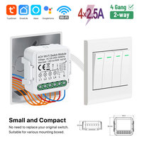 Module de commutation sans fil intelligent Tuya Mini à 4 canaux compatible avec Alexa/Google Assistant PST-S04