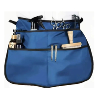 Tablier unisexe noir avec plusieurs poches pour salon de coiffure, en polyester tissé, ceinture ajustable