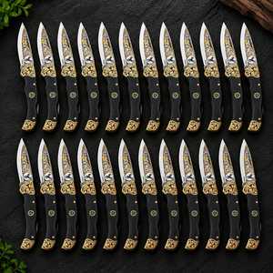 Couteau de poche pliant artisanal de haute qualité en acier inoxydable de qualité industrielle, manche en bois, verrouillage arrière, OEM, couteau de chasse EDC - Product Image 6