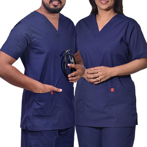 Ensemble de blouses médicales bleu marine pour hommes, manches courtes, col en V, uniforme médical en coton et polyester tissé, usage hospitalier - Product Image 6