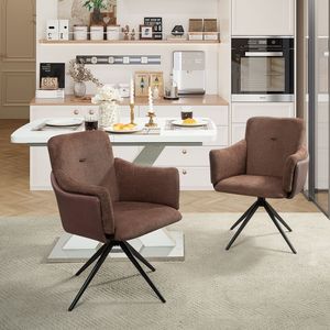 Juego de 2 Sillas de Escritorio Giratorias de 360 Grados para Oficina en Casa, Sillas Tapizadas con Brazos y Base de Metal para Dormitorio, Sala de Estar o Estación de Maquillaje - Product Image 4