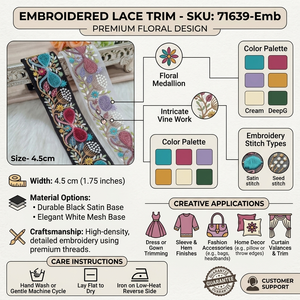 Encaje Bordado Vintage Ecológico con Diseños Florales para Vestidos y Accesorios de Moda - Product Image 6
