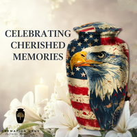Urne funéraire écologique Freedom Eagle de style américain et européen avec design de drapeau américain personnalisable pour les cendres d'un adulte