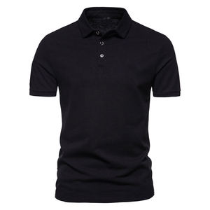 Camisa de Manga Corta para Hombre, Negra, de Alta Calidad, con Cierre, de Algodón Piqué, Formal, Transpirable, de Secado Rápido, 200g, Corte Regular - Product Image 1