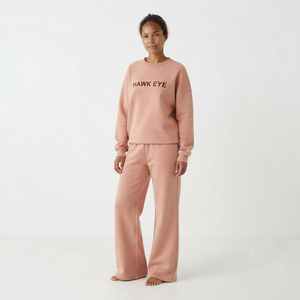 Conjunto Deportivo Casual de Dos Piezas para Mujer, Sudadera de Manga Larga con Cuello Redondo y Detalles de Pedrería, Pantalones Anchos - Product Image 2