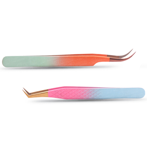 Pinzas para Pestañas de Doble Color Semi Curvadas Personalizadas para Mujer, Pinzas de Precisión Antimagnéticas de Acero Sostenible con Agarre Suave - Product Image 3