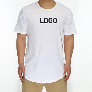T-shirt Longline pour homme T-shirt oversize 100% coton à encolure dégagée avec ourlet incurvé et longue queue T-shirt blanc - Product Image 5