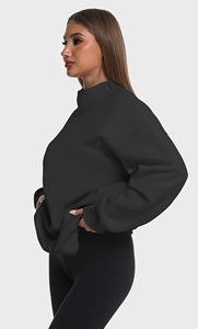 Sweat-shirt à col roulé en polaire surdimensionné pour femmes, coupe ample, pull-over, OEM personnalisé en gros - Product Image 3