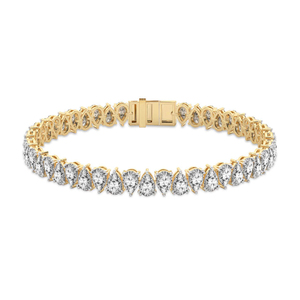 Classy And Trendy Stylish 14k/18k <b>SOLID</b> <b>Gold</b> Jewellery Marion Pear Lab Diamond Tennis Bracelet Sparkling Bridal Wedding Gift - Product Image 3