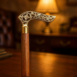 Bastón Plegable Victoriano de Lujo con Mango de Latón Grabado, Bastón de Madera Hecho a Mano en Estilo Steampunk, Regalo para Uso Diario - Product Image 2