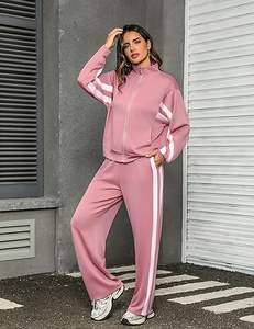 Conjunto Deportivo de 2 Piezas para Mujer, con Sudadera con Cierre y Pantalones Deportivos Transpirables con Bolsillos Laterales, Ideal para Viajes de Invierno - Product Image 3