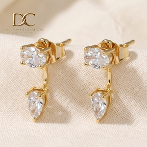 Elegantes Pendientes de Diamantes Cultivados en Laboratorio con Certificación IGI, Oro Amarillo Sólido de 14 Quilates, Corte Pera Brillante, Joyería Personalizada para Mujer - Product Image 3