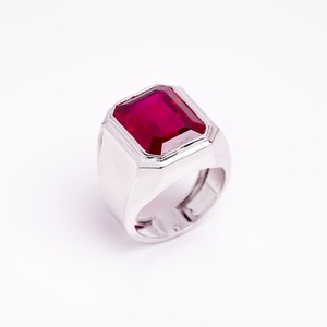 Wide Band Signet <b>Ring</b> 92.5 Sterling Silver Lab Grown Precious Ruby Stone Bold <b>Statement</b> Unisex Jewellery Gift <b>Ring</b> Elegant - Product Image 1