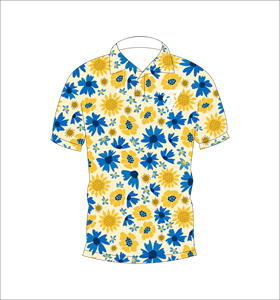 Chemise polo pour homme à imprimé floral blanc bleu jaune à manches courtes, chemise décontractée d'été tendance - Product Image 4