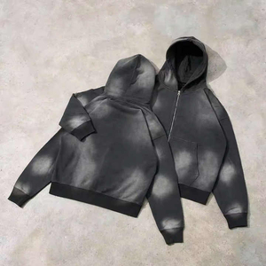 Conjunto Deportivo para Hombre con Capucha y Lavado Ácido, Sudadera con Cremallera Frontal de Manga Larga, Pantalones con Cintura Elástica y Cordón Ajustable, Ropa Casual OEM - Product Image 5