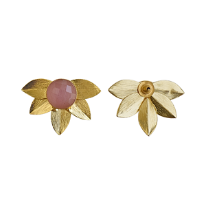 Pink Floral Studs in Brass Fashion <b>Earrings</b> Jewelry Suppliers Gold plated Custom <b>Earring</b> - Product Image 6