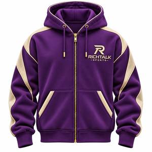 Sweat à capuche zippé pour homme, coupe classique, en molleton sportif, avec logo imprimé par transfert thermique sur le devant - Product Image 2