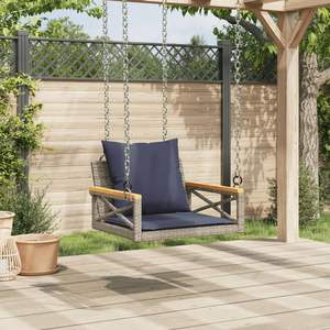 Dondolo Singolo da Esterno in Rattan PE Grigio con Design Smontabile - Product Image 3