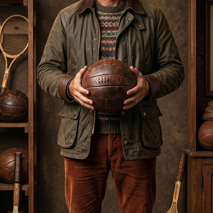 Ballon de football en cuir vintage, cousu main, style rétro, antique, décoratif, cadeau, marque personnalisée, prix de gros - Product Image 1