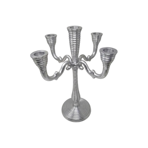 Unique Design <b>Silver</b> Aluminum Candelabra 5 Arms Vintage Style <b>Candlestick</b> Holder For Wedding Centerpiece Dining Table Home Decor - Product Image 4