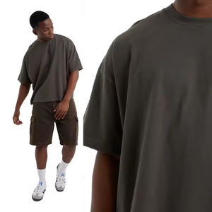 T-shirt sportif surdimensionné personnalisé pour homme, 100% coton, épaules tombantes, logo personnalisé, uni, été, haute qualité, respirant - Product Image 1