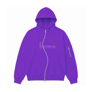 Sudadera con capucha de algodón con cremallera completa y diseño zigzag, estilo streetwear para hombre, personalizada, en oferta. - Product Image 1