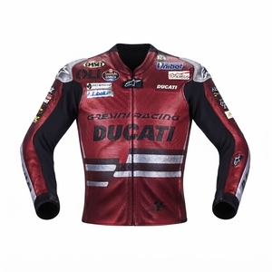 Men’s Ducati CE Level 2 Cowhide Leather Moto <b>Racing</b> <b>Jacket</b>/Chaqueta Motorcycle Track Protective Riding Gear - Product Image 1