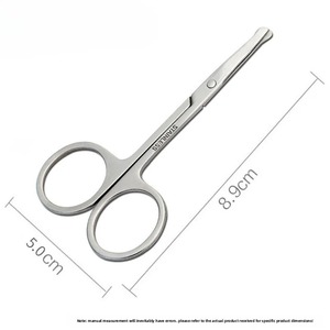 Tijeras de seguridad rectas de acero inoxidable para cejas, maquillaje, belleza, recortador de vello nasal con punta afilada y mango de cerámica - Product Image 2