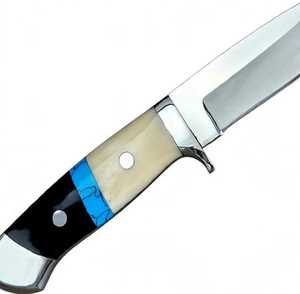 Couteau utilitaire à lame fixe artisanal, manche personnalisé en os composite et résine turquoise, couteau de découpe en acier inoxydable - Product Image 5