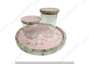 Bandeja de Servicio de Madera y Acrílico con Tapa de MOP, 32x32x5 CM, Color Rosa, Certificación EPCH, para Hoteles y Restaurantes, Artesanía de Calidad - Product Image 4