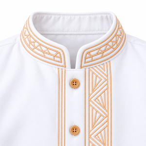 Thobe blanc pour bébés garçons, broderie dorée, manches longues, Jubba Kandura islamique, vêtements pour nourrissons et tout-petits, vêtements musulmans pour l'Aïd, le Ramadan, vêtements arabes - Product Image 5