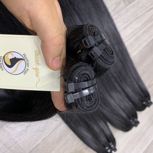 Extensions de cheveux humains vierges crus vietnamiens en gros de haute qualité boucles droites noires naturelles paquet de cheveux de trame de génie - Product Image 3