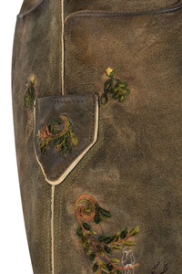 Shorts bavarois en cuir pour hommes, vert, broderie florale, pantalon traditionnel Trachten, tenue décontractée pour l'Oktoberfest - Product Image 3