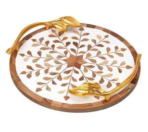 Bandeja de Servir Decorativa Hecha a Mano de Madera y Metal, la Más Demandada, para Mesa de Comedor, Disponible a Precio de Exportación - Product Image 2