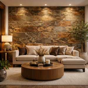 Autumn Rustic Translucent Stone Veneer Sheet Warm Textured Light Diffusion Finish for Backlit Interior Walls Ceilings Decor - Product Image 1