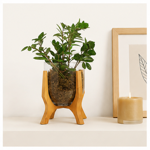 Support à plantes en bois moderne, fait main, en bois massif, pour plantes d'intérieur, pour salon, bureau, décoration de la maison, présentoir de table - Product Image 4